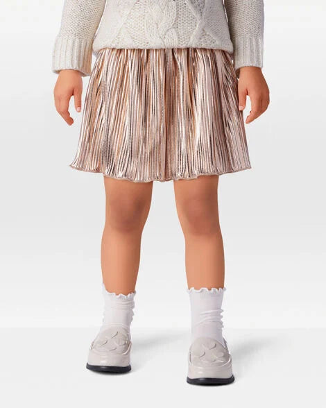 Oshkosh Toddler Girl Metallic Cable Knit Long-Sleeve Sweater with Metallic Pleated Skirt
