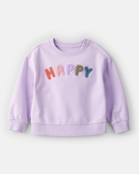 Carter's Toddler Girl Happy French Terry Long-Sleeve Pullover Sweatshirt - Purple