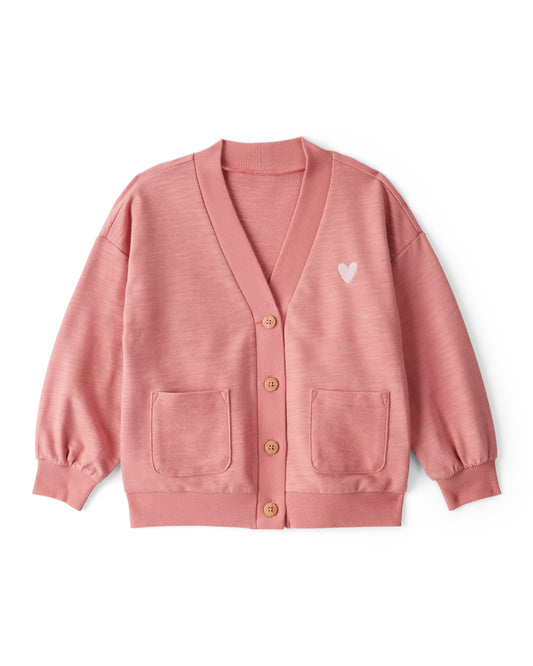 Carter's Toddler Girl Heart Cotton Long-Sleeve Cardigan Sweater with Wide-Leg Pants - Pink