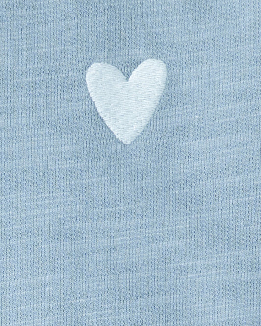 Carter's Toddler Girl Heart Cotton Long-Sleeve Cardigan Sweater with Wide-Leg Pants - Blue