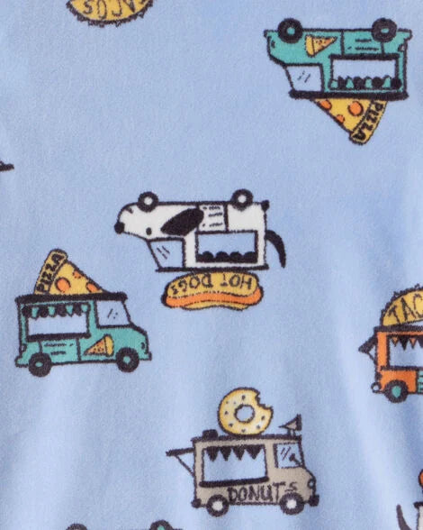 Carter's Toddler Boy Truck Print DreamPlush Long-Sleeve Snug Fit 2-Piece Pajamas - Blue