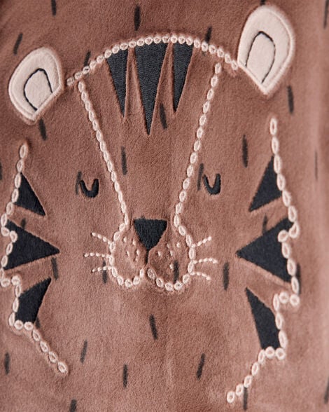 Carter's Toddler Boy Tiger Print DreamPlush Long-Sleeve Snug Fit 2-Piece Pajamas - Brown