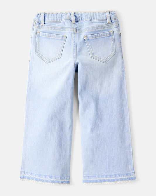 Oshkosh Toddler Heart Embroidered Iconic Denim Wide Leg Jeans - Ozone Wash