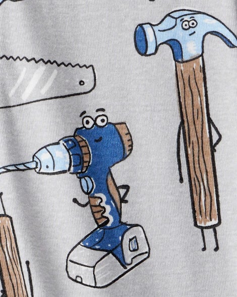 Carter's Toddler Boy Construction 100% Cotton Long-Sleeve Snug Fit 1-Piece Pajamas - Grey