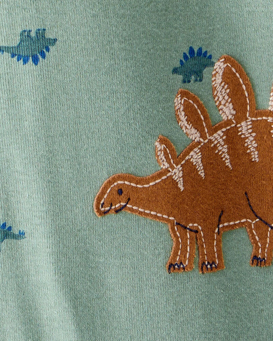 Carter's Toddler Boy Dinosaur Print 100% Cotton Long-Sleeve 2-Way Zip 1-Piece Pyjamas - Green