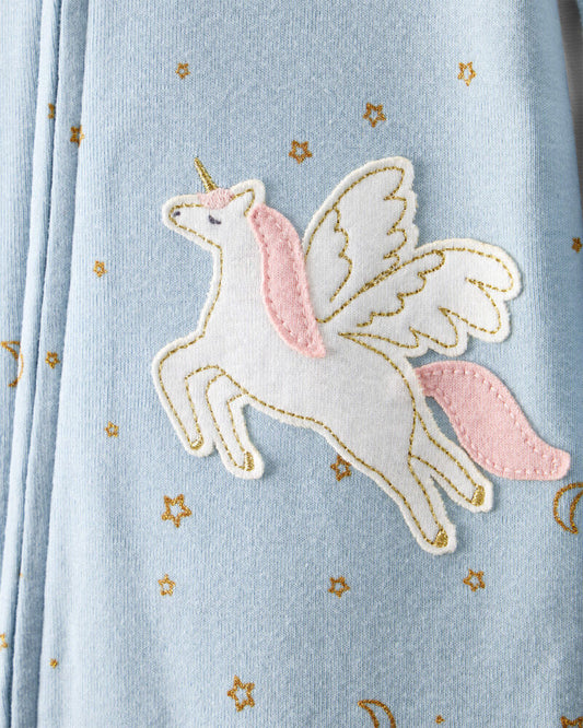 Carter's Toddler Girl Unicorn 100% Cotton 2-Way Zip 1-Piece Pyjamas - Blue