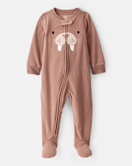 Carter's Toddler Boy Walrus Loose Fit Long-Sleeve 2-Way Zip 1-Piece Pyjamas - Brown