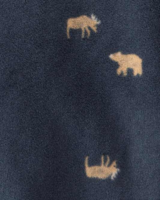 Carter's Toddler Boy Moose & Bear Print Loose Fit Fleece Long-Sleeve 2-Way Zip 1-Piece Pyjamas - Navy