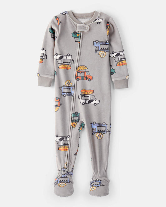 Carter's Toddler Boy Food Truck DreamPlush Snug Fit Long-Sleeve 2-Way Zip 1-Piece Pyjamas