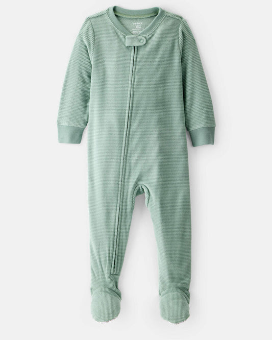 Carter's Toddler Boy Loose Fit Fleece Long-Sleeve 2-Way Zip 1-Piece Pyjamas - Green