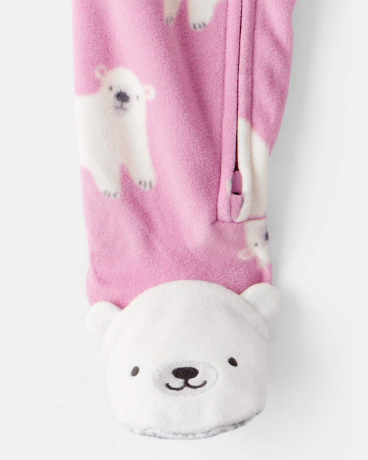 Carter's Toddler Girl 1-Piece Polar Bear Fleece Footie Pyjama - Pink