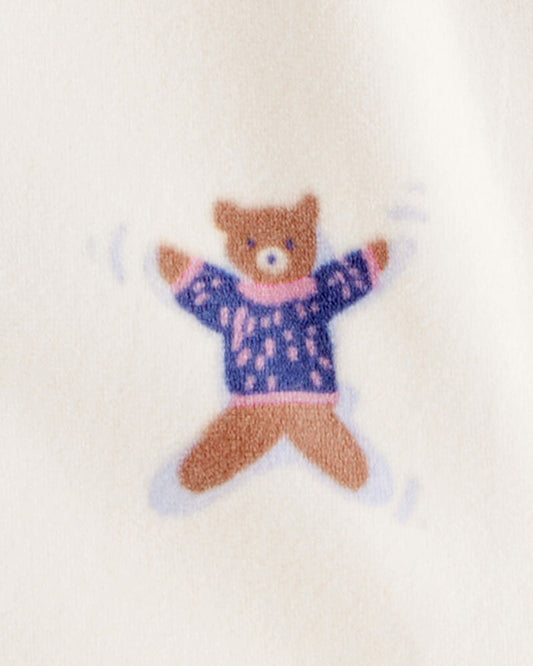 Carter's Toddler Girl Snow Animals DreamPlush Snug Fit Long-Sleeve 2-Way Zip 1-Piece Pyjamas - White