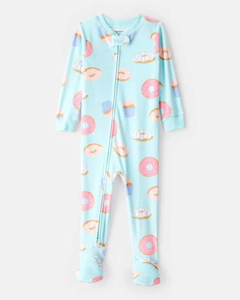 Carter's Toddler Girl Donuts DreamPlush Long-Sleeve Snug Fit 1-Piece Pajamas - Blue