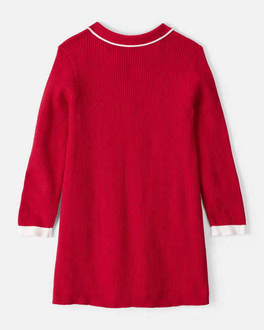 Carter's Toddler Girl Cotton Long-Sleeve Occasion Dress - Red