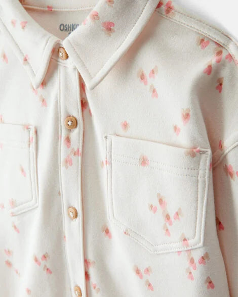 Oshkosh Toddler Girl Heart Print Long-Sleeve Flannel - Cream