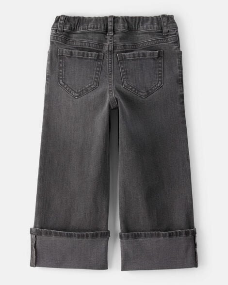 Oshkosh Toddler Girl Denim Wide-Leg Cuff Jeans - Grey