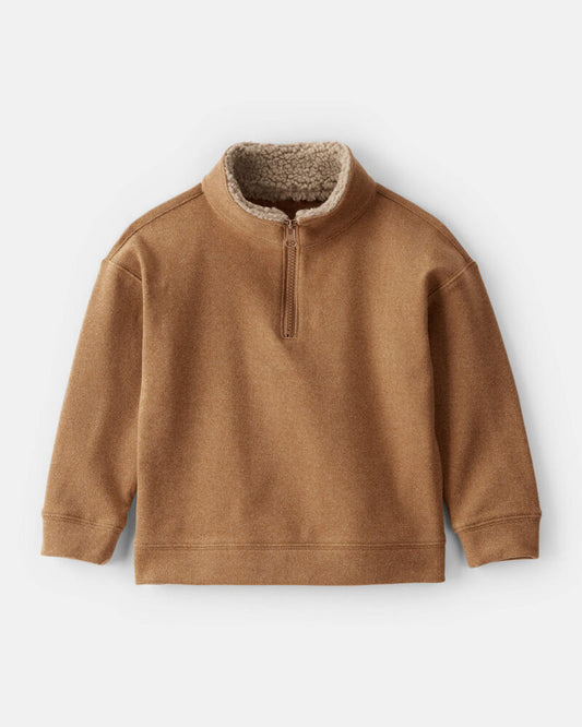 Carter's Toddler Boy Long-Sleeve Quarter-Zip Pullover Sweatshirt - Brown