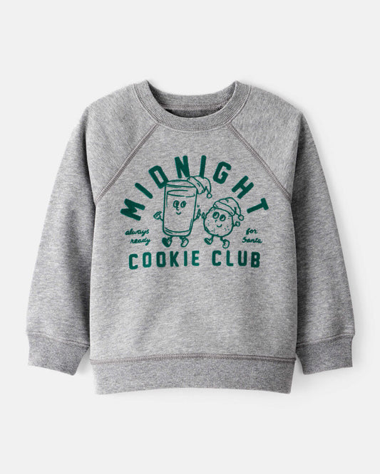 Carter's Toddler Boy DayDream Fleece Midnight Cookie Club Long-Sleeve Pullover Sweatshirt - Grey