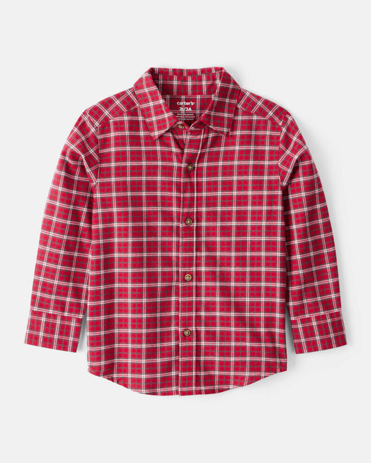 Carter's Toddler Boy Plaid Cotton Long-Sleeve Button-Down Shirt - Red