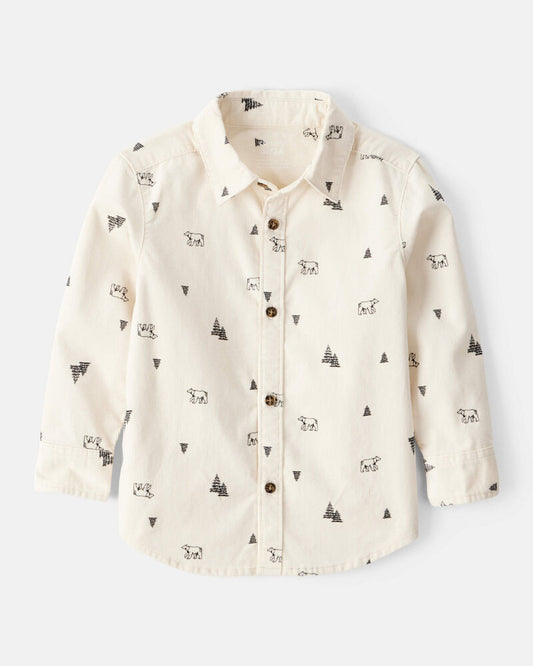 Carter's Toddler Boy Winter Print Corduroy Long-Sleeve Button-Down Shirt - Ivory