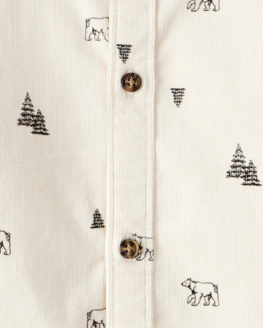 Carter's Toddler Boy Winter Print Corduroy Long-Sleeve Button-Down Shirt - Ivory