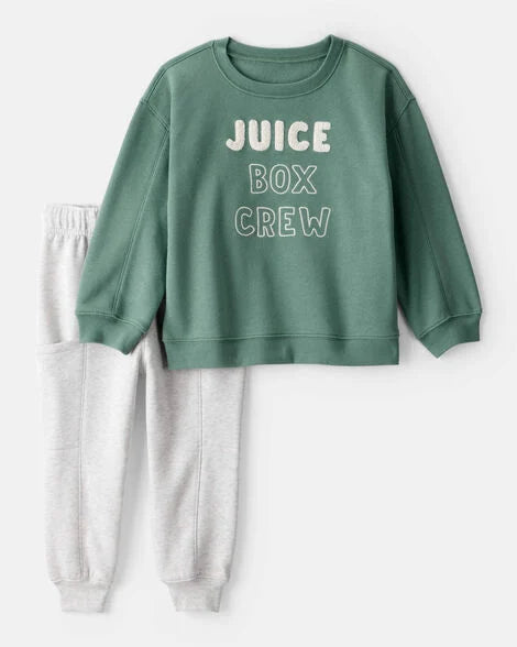 Carter's Toddler Boy DayDream Fleece Juice Box Crew Long-Sleeve Tee & Pant Set - Green