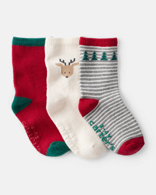 Carter's Toddler Boy 3-Pack Christmas Reindeer Crew Socks