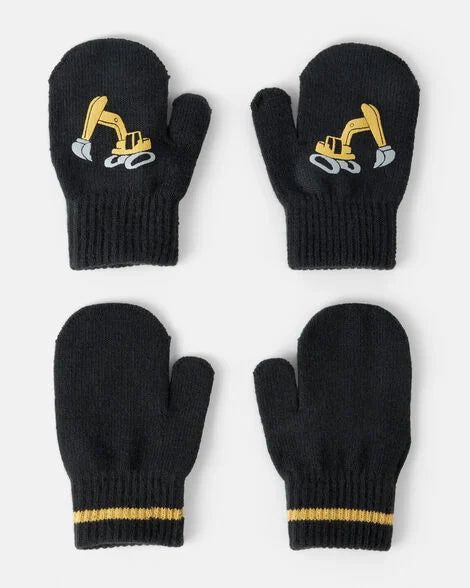 Carter's Toddler Boy 2-Pack Construction Winter Mittens - Black