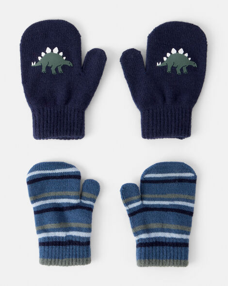 Carter's Toddler Boy 2-Pack Dinosaur Mittens - Blue