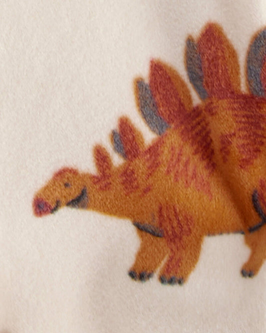 Carter's Toddler Boy Dinosaur Print DreamPlush Snug Fit Long-Sleeve 2-Way Zip 1-Piece Pyjamas - White