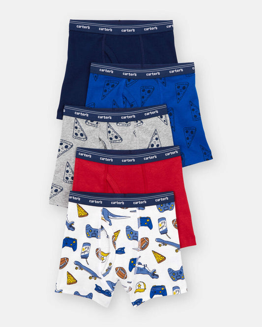 Carter's Toddler Boy 5-Pack Print Boxer Brief Underwear - Blue