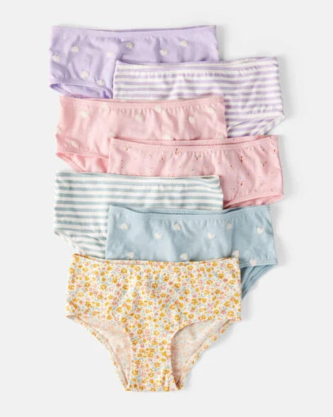 Carter's Toddler Girl 7-Pack Heart Print Brief Underwear - Blue/Purple/Pink