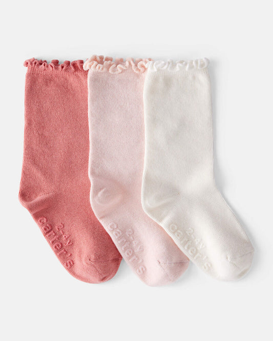Carter's Toddler Girl 3-Pack Crew Socks - Pink/White