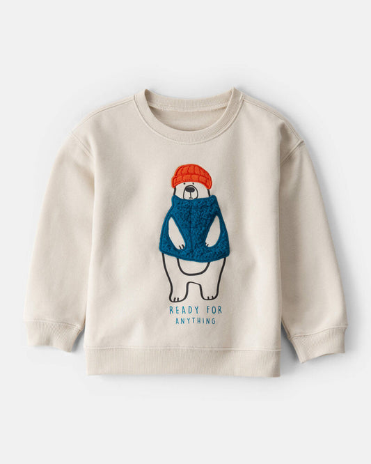 Carter's Toddler Boy DayDream Fleece Bear Pullover Sweatshirt - Cream