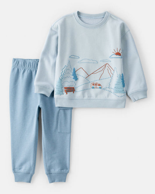 Carter's Toddler Boy 2-Piece Mountain Pullover & Pant Set - Blue