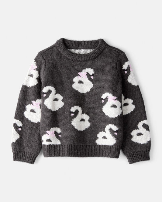Carter's Toddler Girl Swan Sweater - Black