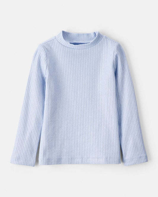 Oshkosh Toddler Girl Shimmer Rib Mock Neck Top - Blue