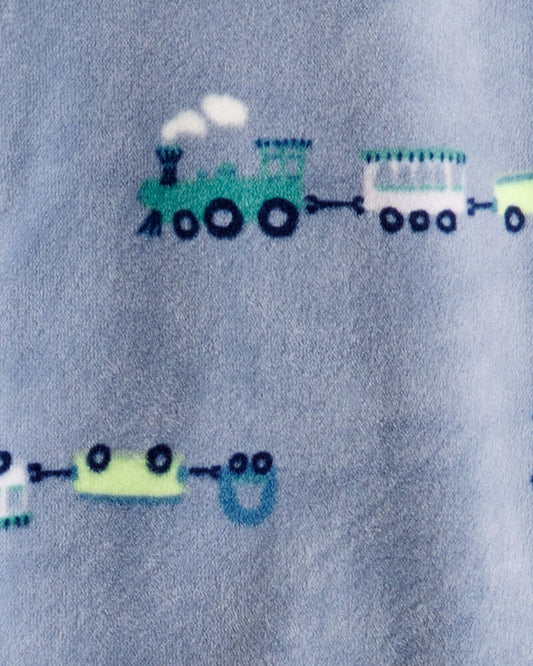 Carter's Toddler Boy Train DreamPlush Long-Sleeve Snug Fit 1-Piece Pajamas - Blue/Grey