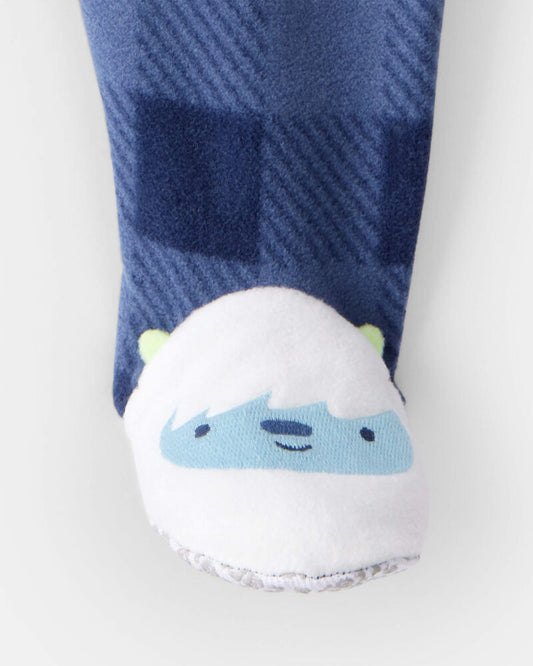 Carter's Toddler Boy Yeti Plaid Fleece Loose Fit 1-Piece Pyjamas - Blue