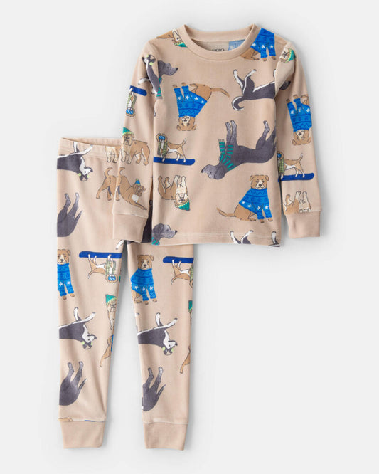 Carter's Toddler Boy Dog DreamPlush Long-Sleeve Snug Fit 2-Piece Pajamas - Beige