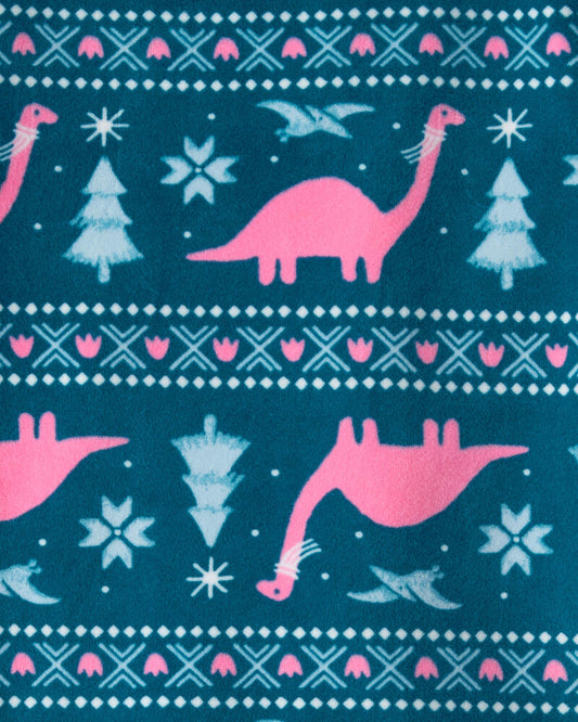 Carter's Toddler Girl Dinosaur DreamPlush Long-Sleeve Snug Fit 2-Piece Pyjamas - Teal