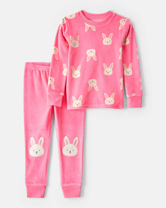 Carter's Toddler Girl Bunny DreamPlush Snug Fit 2-Piece Pyjamas - Pink