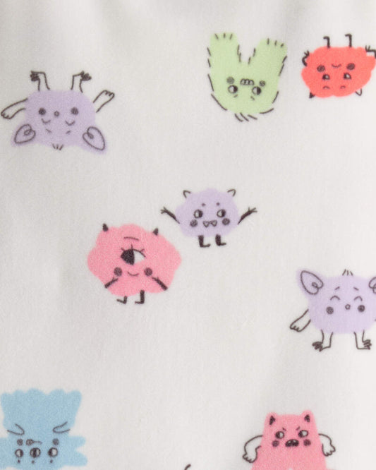 Carter's Toddler Girl Monster DreamPlush Long-Sleeve Snug Fit 2-Piece Pajamas - Ivory