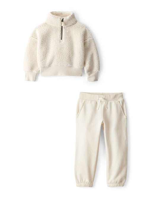 Carter's Toddler Girl DayDream Fleece Quarter-Zip Pullover Sweatshirt & Drawstring Joggers - White