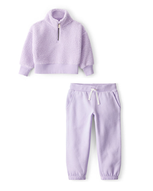 Carter's Toddler Girl DayDream Fleece Quarter-Zip Pullover Sweatshirt & Drawstring Joggers - Purple