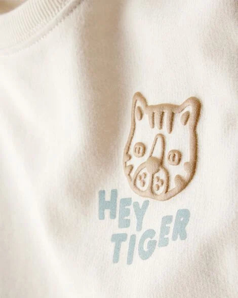 Carter's Toddler Boy Hey Tiger' French Terry Sweatshirt & Pant Set - Blue/Cream