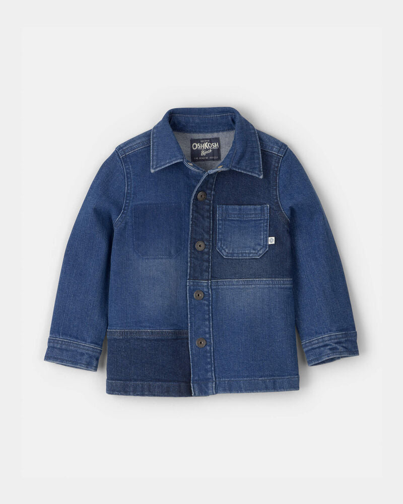 Oshkosh Toddler Boy Patchwork Denim Jacket- Dark Wash