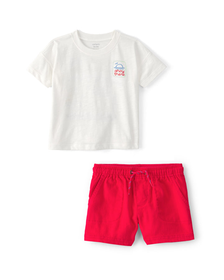 Carter's Toddler 'Ahoy There' Graphic Tee with Twill Shorts