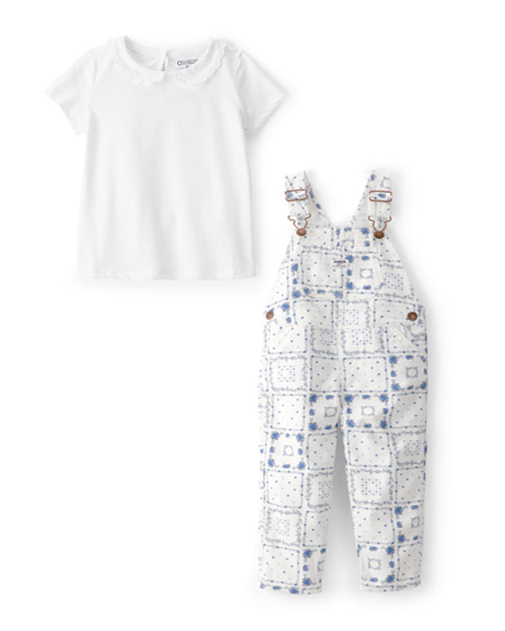 Oshkosh Toddler Girl Bandana Overalls with Short-Sleeve Top