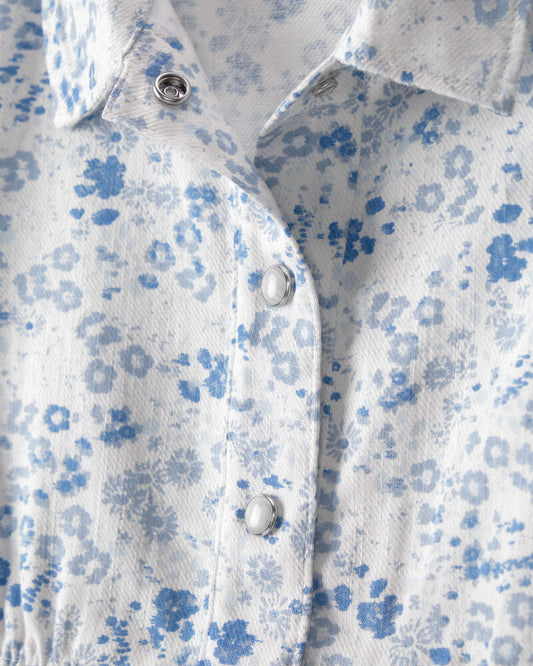 Oshkosh Toddler Girl Floral Button-Up Dress - Blue/White